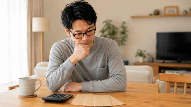 入院時の医療費負担を電卓で考える子育てパパ