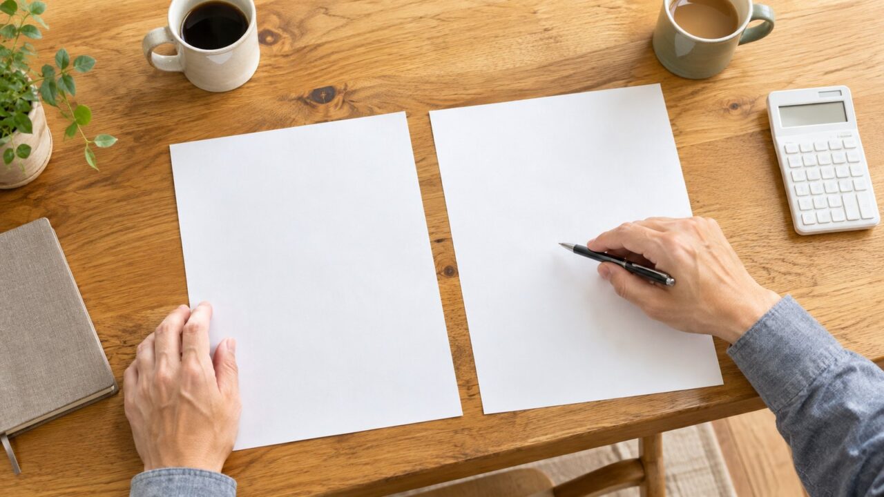 夫婦の書類を並べてiDeCoの節税額を比べる手元